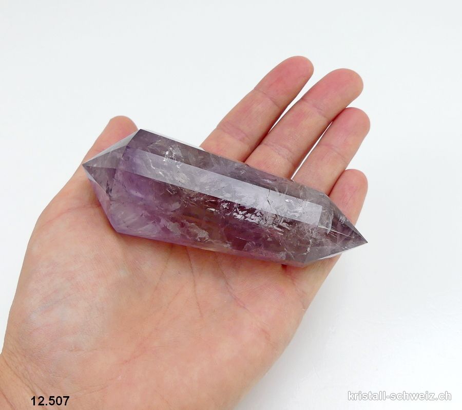 Vogel Amethyst Doppelender 12 Facetten, 10 x 3,5 cm. Einzelstück