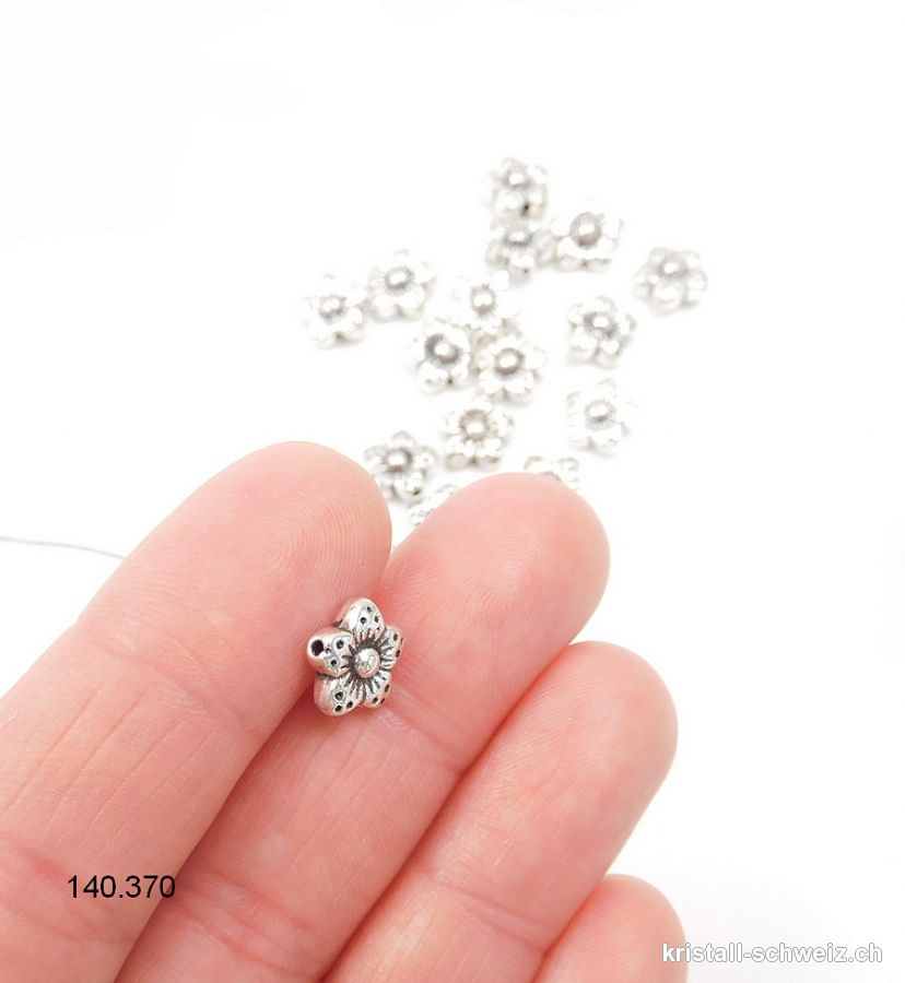 Zwischenteil Blume aus Metall versilbert 7 x 5,5 x dick. 3 mm