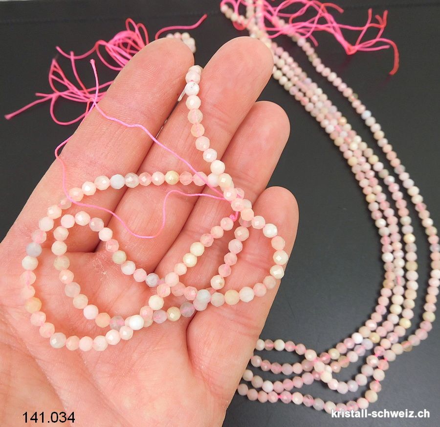 Strang Morganit und Beryll FACETTIERT 3,5 mm / 39 cm