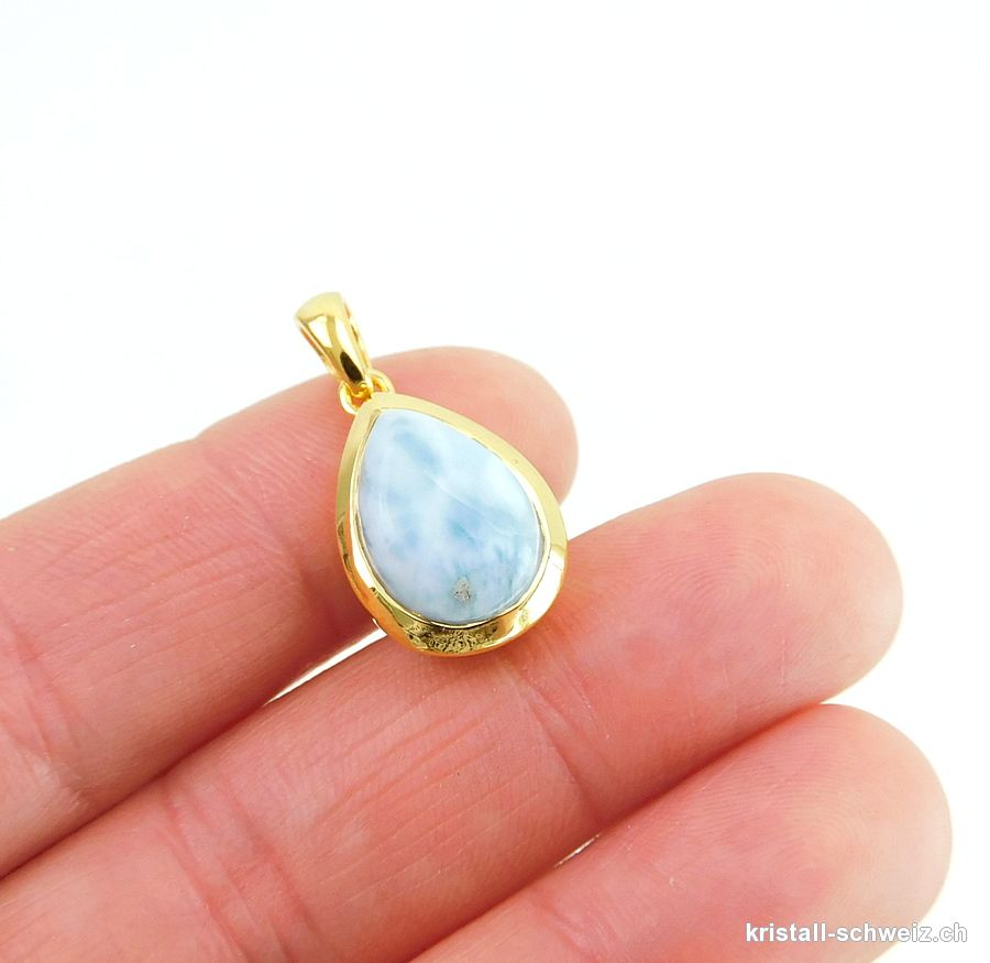 Anhänger Larimar aus 925 Silber vergoldet. Unikat