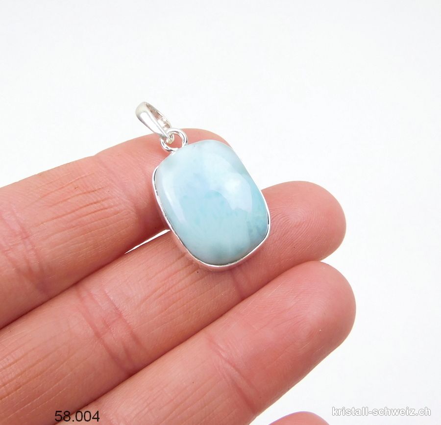 Anhänger Larimar 2 cm an Silberfassung. Unikat