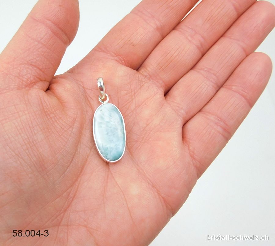 Anhänger Larimar 2,4 cm an Silberfassung. Unikat