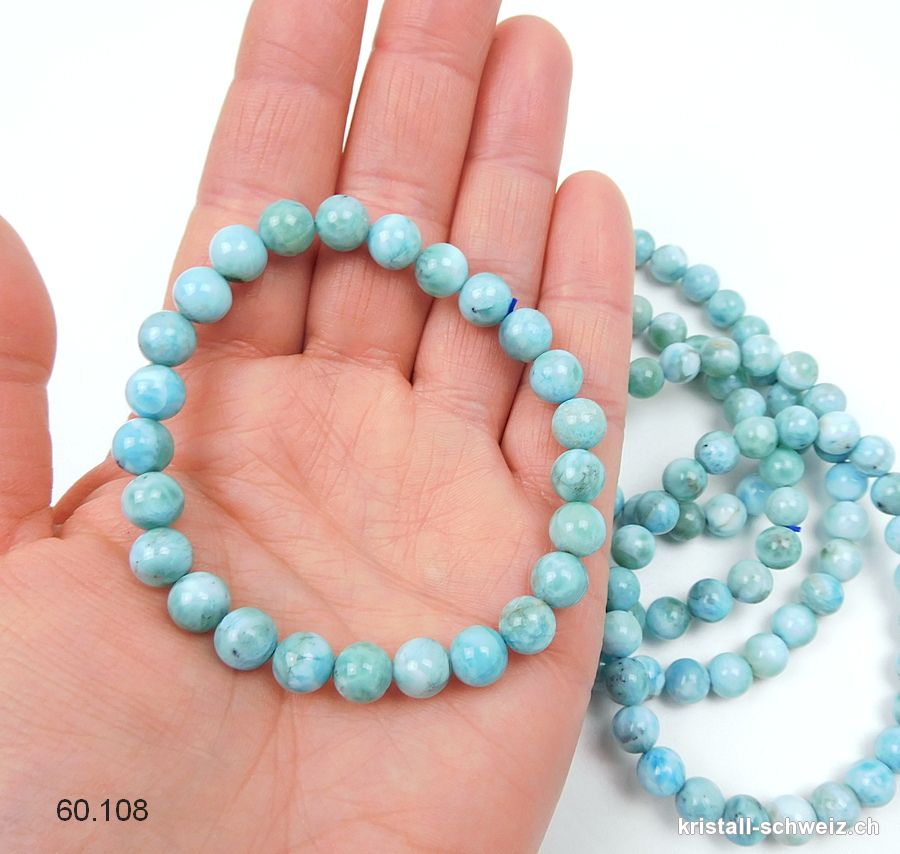 Armband Larimar blau-grün 7,5-7,8 mm / 18 cm. Sonderangebot