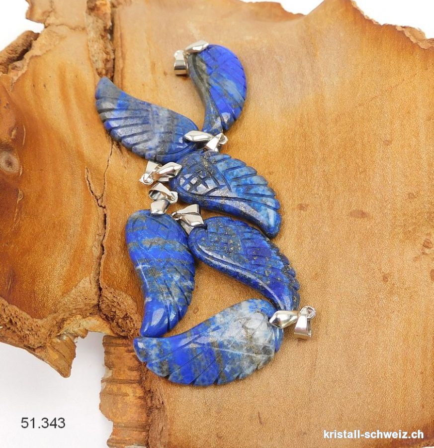 Anhänger Lapislazuli, Engelsflügel 3,5 cm mit Metallöse