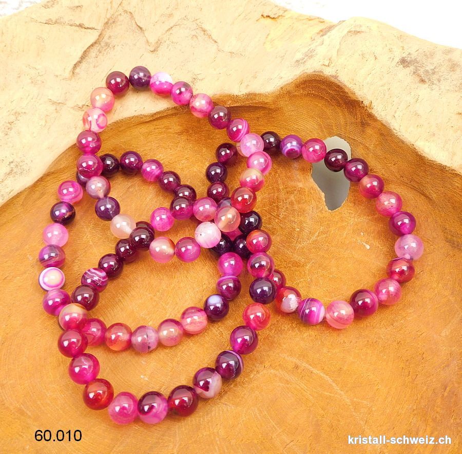 Armband Achat dunklerosa 8 mm / 19 - 19,5 cm