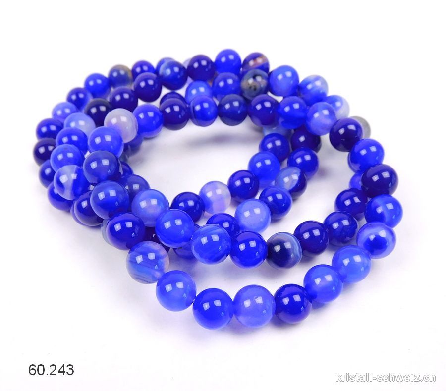 Armband Achat Indigo-Farbe 8 mm / 19,5 cm
