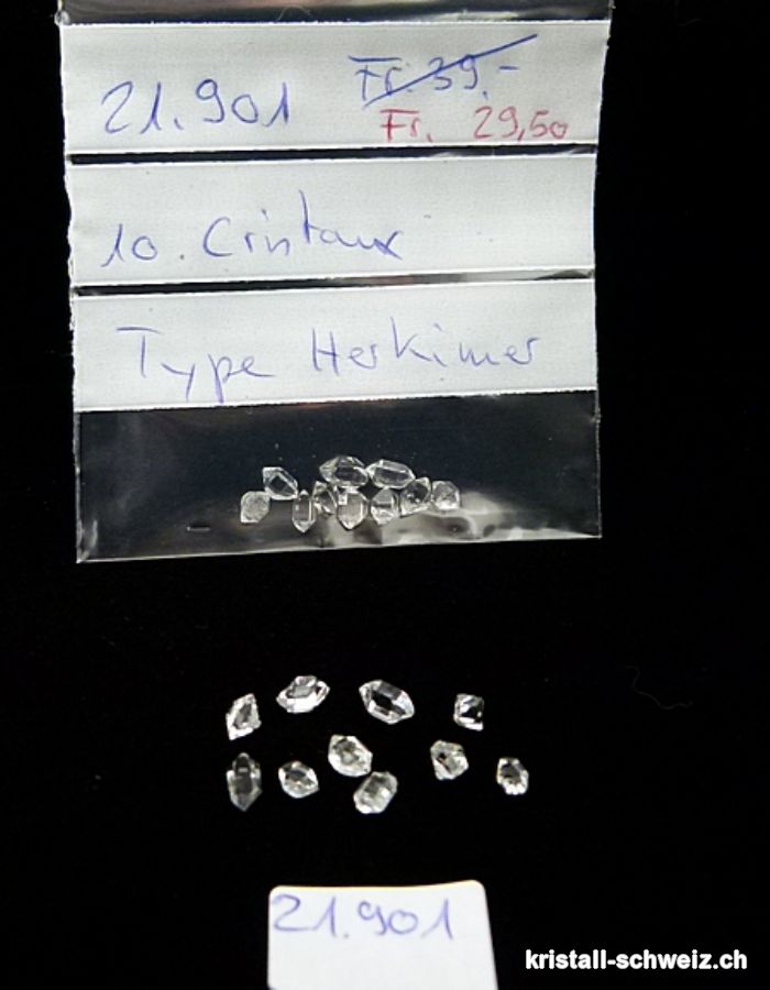 10 x Herkimer Diamant aus Pakistan 2 bis 4 mm. A-Qualität