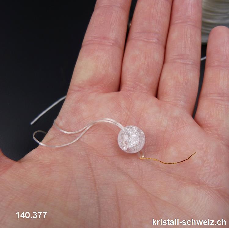 Kupferdraht von 0,1 mm, ca. 10 Meter. Um das Opalon-Gummifaden durch die Perlen zu führen