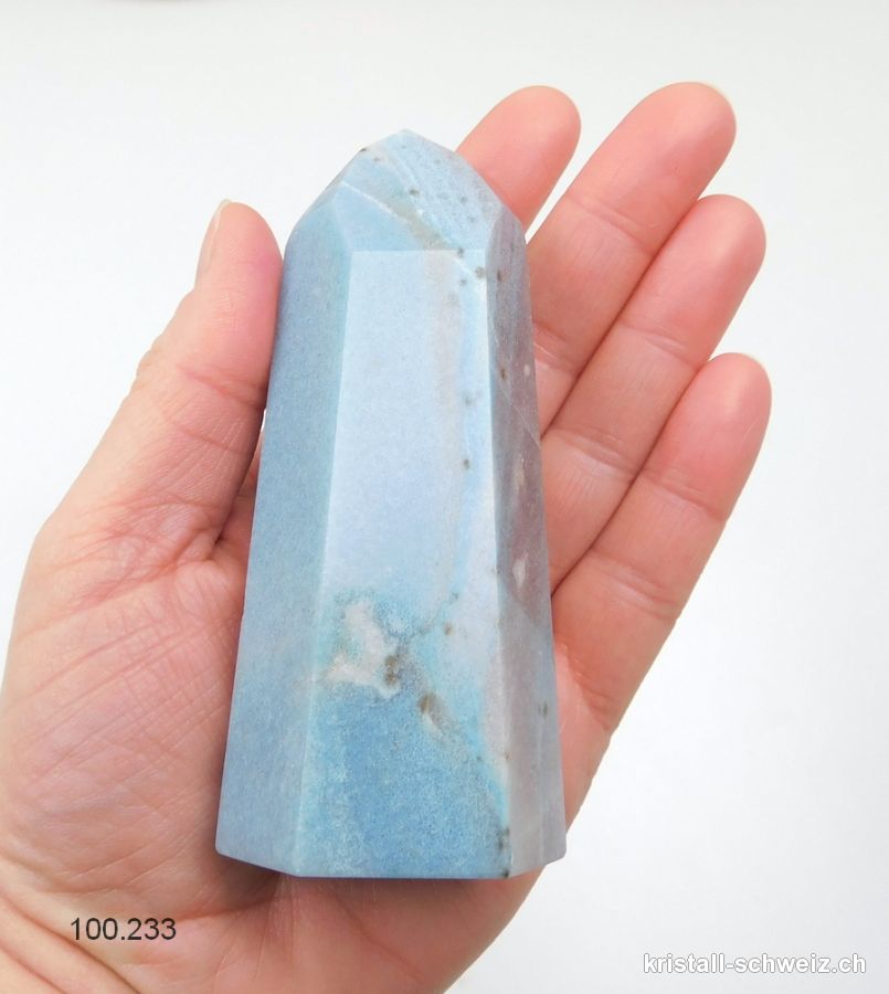 Blau Quarz mit Troilit, Obelisk 10 cm. Unikat 235 Gramm