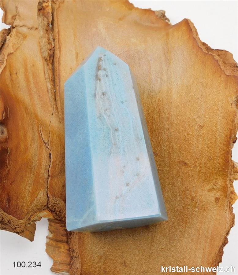 Blau Quarz mit Troilit, Obelisk 8,8 cm. Unikat 184 Gramm