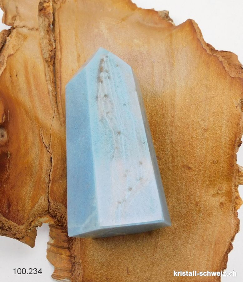 Blau Quarz mit Troilit, Obelisk 8,8 cm. Unikat 184 Gramm