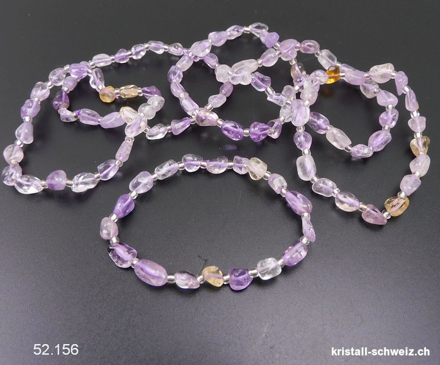 Armband Amethyst hell u. Citrin 5 - 8 mm / 17,5 - 18 cm. Grösse SM