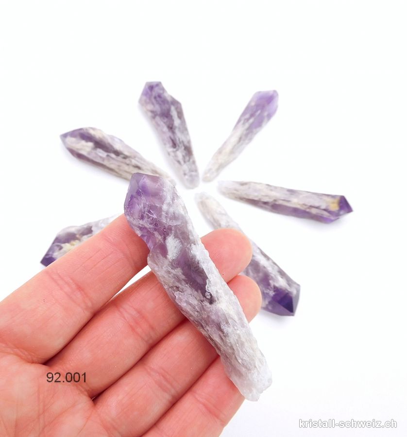 Amethyst dünne Rohspitze aus Brasilien 6,7 bis 7,5 cm. SONDERANGEBOT