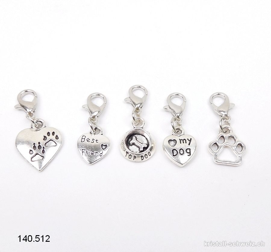 Los 5 Charms 1 bis 1,5 cm und Haken, aus Metall versilbert. SONDERANGEBOT