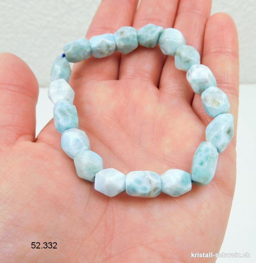 Armband Larimar Nuggets facettiert 8 - 10 mm, elastisch 18 - 19 cm. Sonderangebot