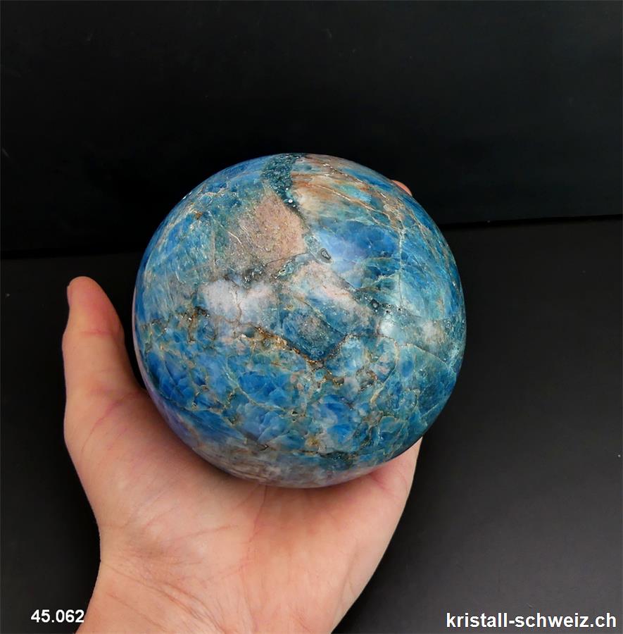 Kugel Apatit blau 8,7 cm. Einzelstück 1'144 Gramm. Sonderangebot