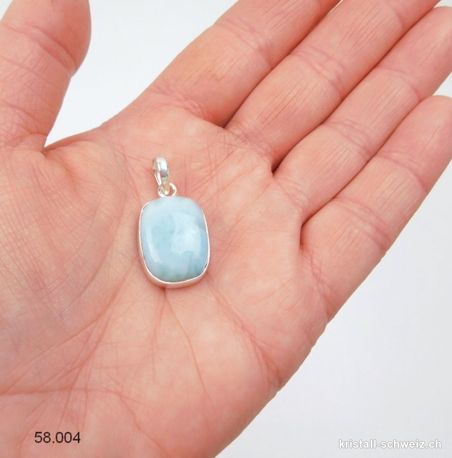 Anhänger Larimar 2 cm an Silberfassung. Unikat